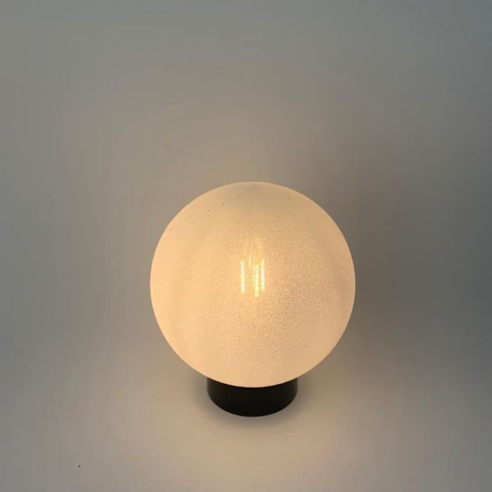 DKD Home Decor Lámpara Decorativa Luminosa Scandi Bola de Cristal LED Blanco, Colección Kb Japandi, Acabado Glaseado, 10x10x30 cm, 3 Pilas AAA