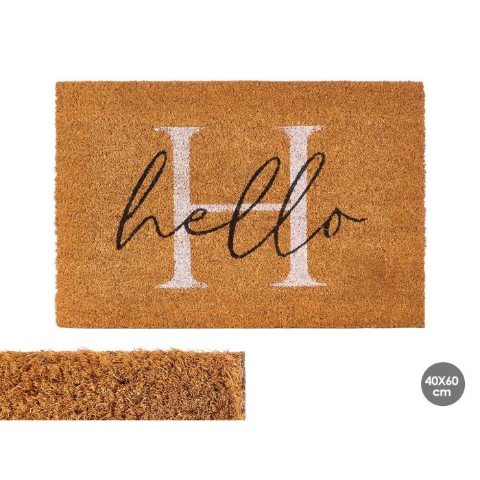 Giftdecor Felpudo 'Hello' de Fibra de Coco y Plástico PVC, Decorativo para Entrada, 40x60 cm - Disponible en Marrón, Blanco y Negro (10 Unidades) Giftdecor Felpudo 'Hello' de Fibra de Coco y Plástico PVC, Decorativo para Entrada, 40x60 cm - Disponible en Marrón, Blanco y Negro (10 Unidades)