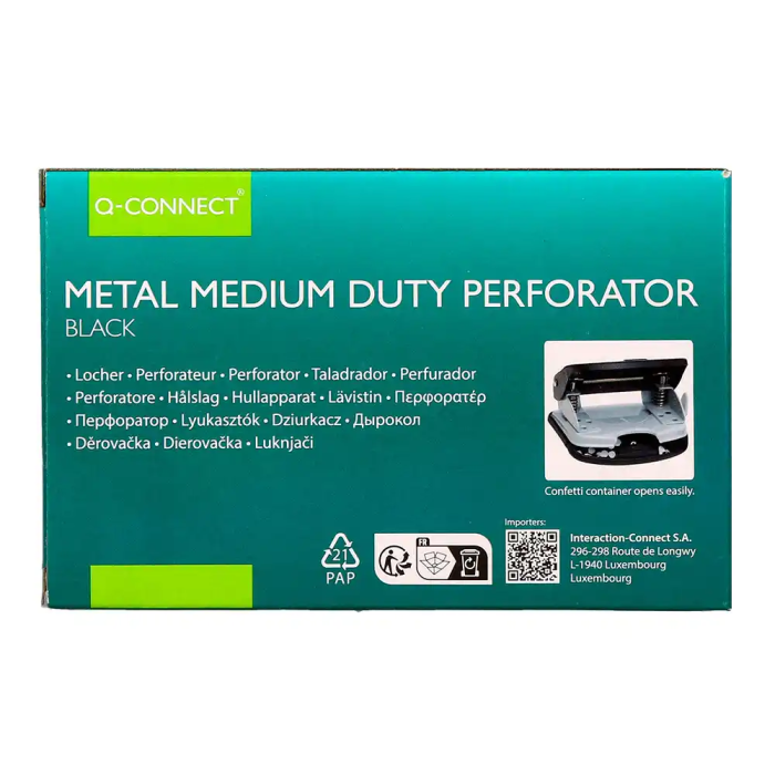 Q-connect Taladrador kf14217 Negro Abertura 2 mm Capacidad 20 Hojas 8