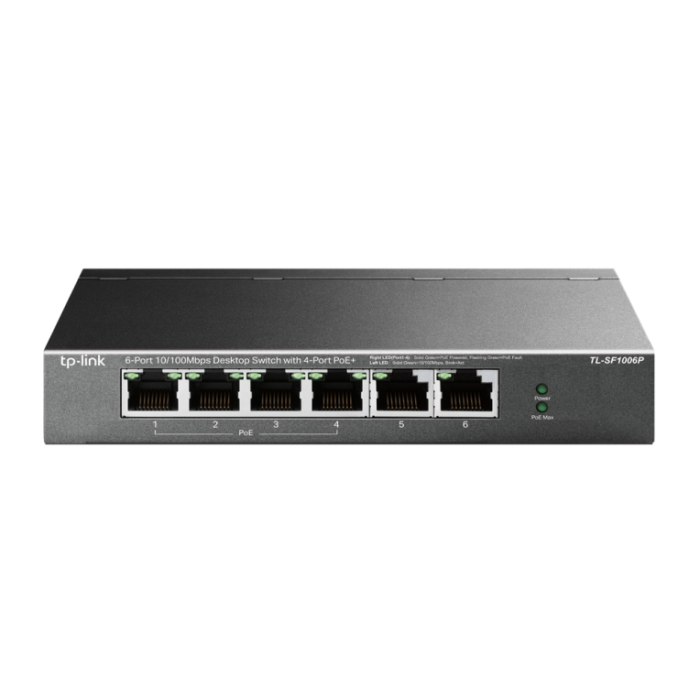 TP-Link TL-SF1006P Switch No Administrado Fast Ethernet (10/100) con 6 Puertos PoE Negro