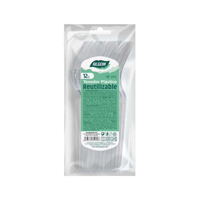 Algon Set de 12 Tenedores Transparentes de 18 cm (36 Unidades) 1 Algon Set de 12 Tenedores Transparentes de 18 cm (36 Unidades) 1