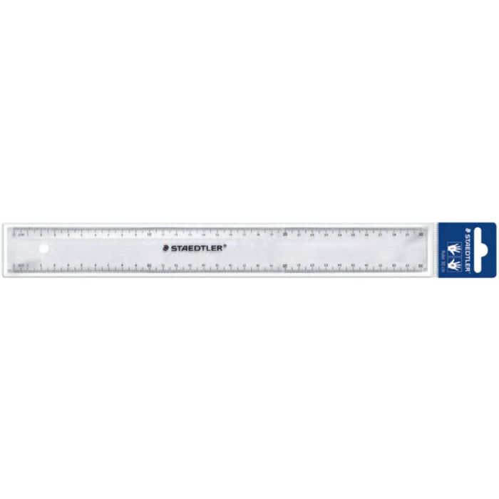 STAEDTLER 562 300 PB Regla Graduada de Plástico Transparente 30 cm con Doble Graduación para Dibujo y Oficina