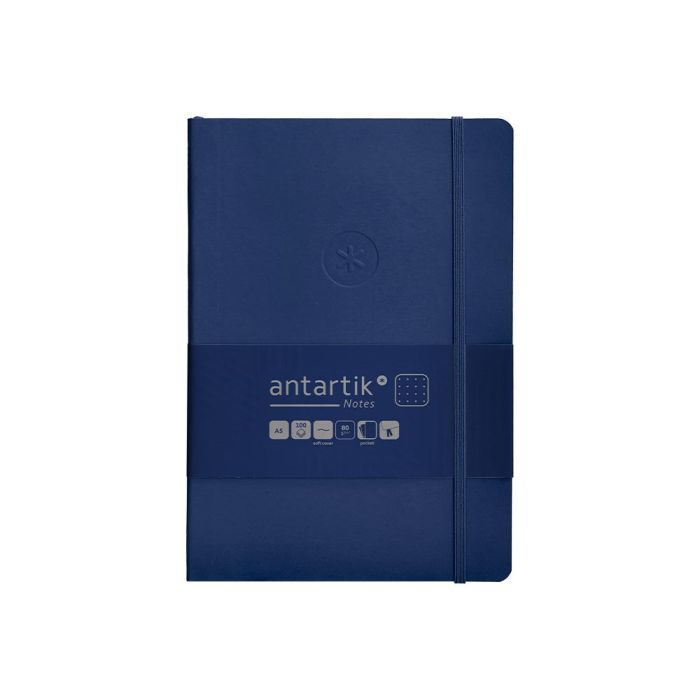 Cuaderno Con Gomilla Antartik Notes Tapa Blanda A5 Hojas Puntos Azul Marino 80 Hojas 80 gr Fsc 1