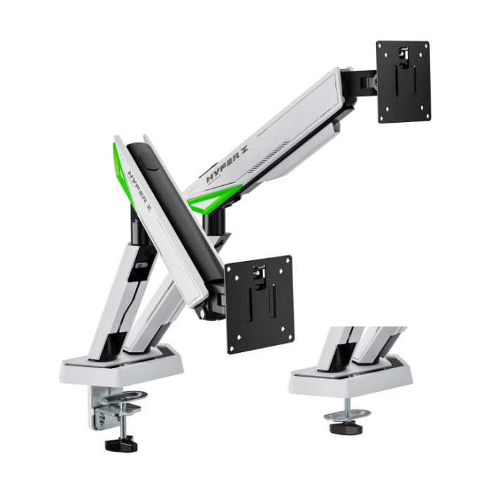 Soporte de Mesa Gaming con Contrapeso para 2 Monitores Aisens DT38TSR-345/ Giratorio/ Inclinable/ hasta 16kg Soporte de Mesa Gaming con Contrapeso para 2 Monitores Aisens DT38TSR-345/ Giratorio/ Inclinable/ hasta 16kg