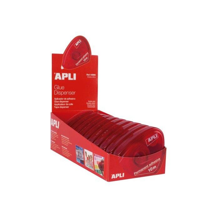 Roller Adhesivo Apli Cassette Permanente Doble Cara 10 Mts. (Set de 10)