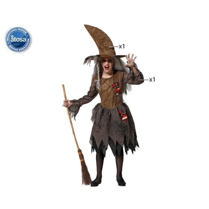 Disfraz de Bruja Malvada Maléfica Verde y Negro para Niña 5-6 Años - Halloween