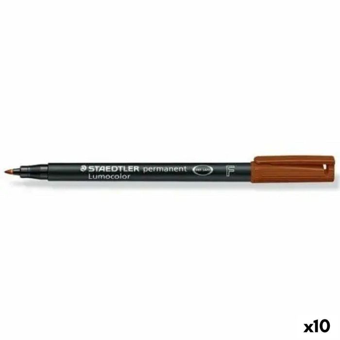 Rotulador Permanente Staedtler 318 Lumocolor (F) Marron (Set de 10)