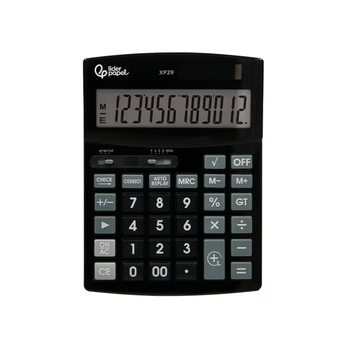 Liderpapel Calculadora Sobremesa xf29 12 Dígitos Solar y Pilas Color Negro 190x140x30 mm 2