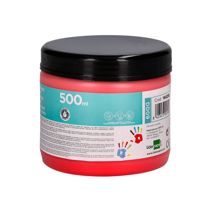 Liderpapel Pintura Dedos 500 ml Rojo Tarrina 1