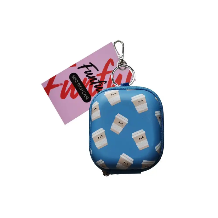 Wondee Mini Estuche Tecnológico para Auriculares, Cables y Accesorios Pequeños - Resistente y Portátil con Mosquetón, Color Café 3