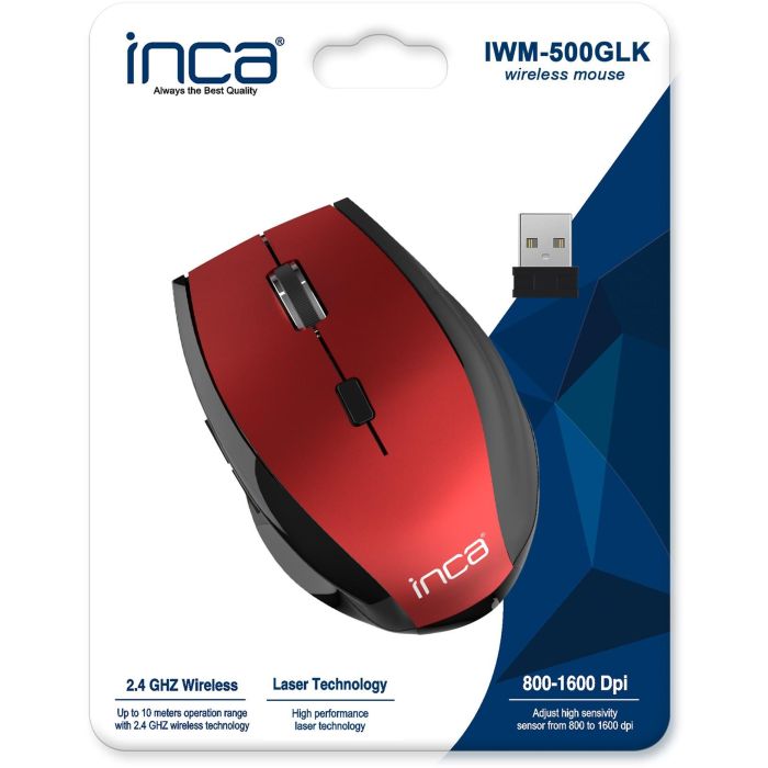INCA Maus IWM-500GLK 1600 DPI,Wireless,Nano-USB,Laser,Rot retail 4 INCA Maus IWM-500GLK 1600 DPI,Wireless,Nano-USB,Laser,Rot retail 4