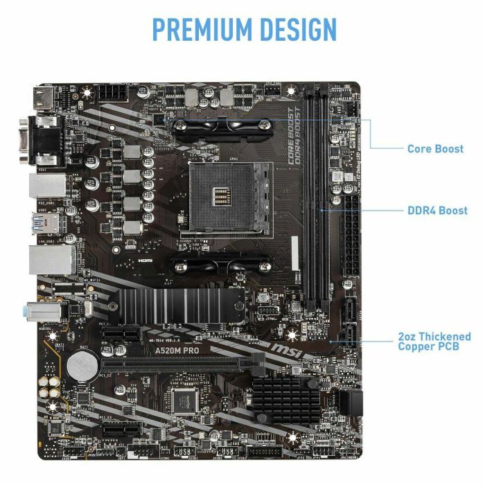 MSI A520M PRO Placa Base micro ATX para AMD Zócalo AM4 Ryzen 3000 con Chipset A520, DDR4, M.2 y Gigabit Ethernet 37