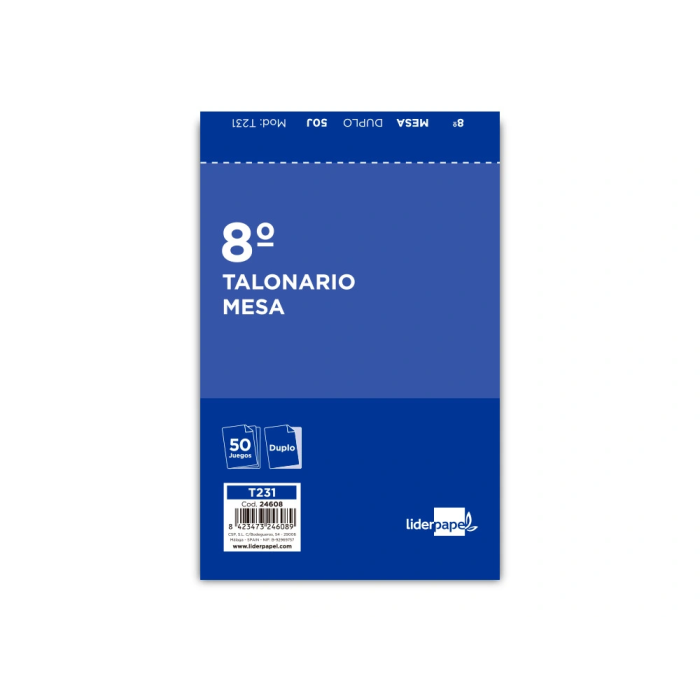 Liderpapel Talonario 231 Camarero Mesa Octavo Original y Copia Papel Autocopiante 105x155 mm 1