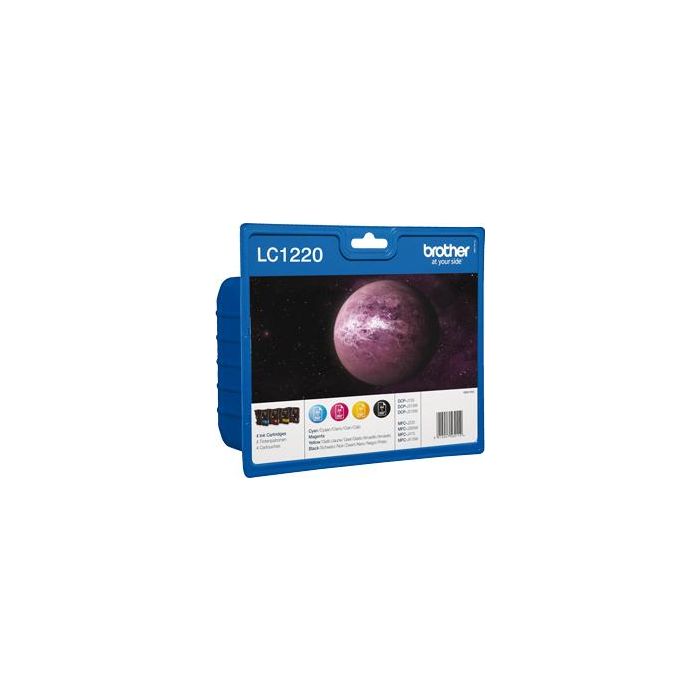 Brother LC1220VALBP Cartucho de Tinta Original - Paquete de 4 (Negro, Amarillo, Cían, Magenta) para DCP-J525W, DCP-J725DW, DCP-J925DW, MFC-J430W, MFC-J625DW, MFC-J825DW