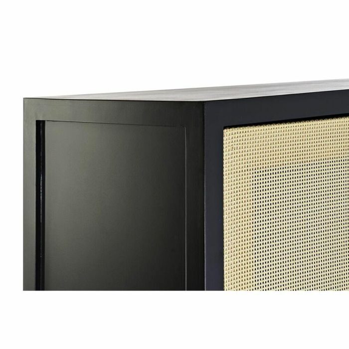 DKD Home Decor Armario de Ratan y Madera de Abeto Balines Negro Natural, con 2 Puertas, 1 Cajón y 1 Estante, 80x38x160 cm 6
