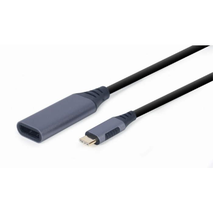 Gembird A-USB3C-DPF-01 Cable Adaptador de Vídeo USB Tipo C a DisplayPort 4K 60Hz 0,15m para Duplicar/Ampliar Pantalla Negro/Gris