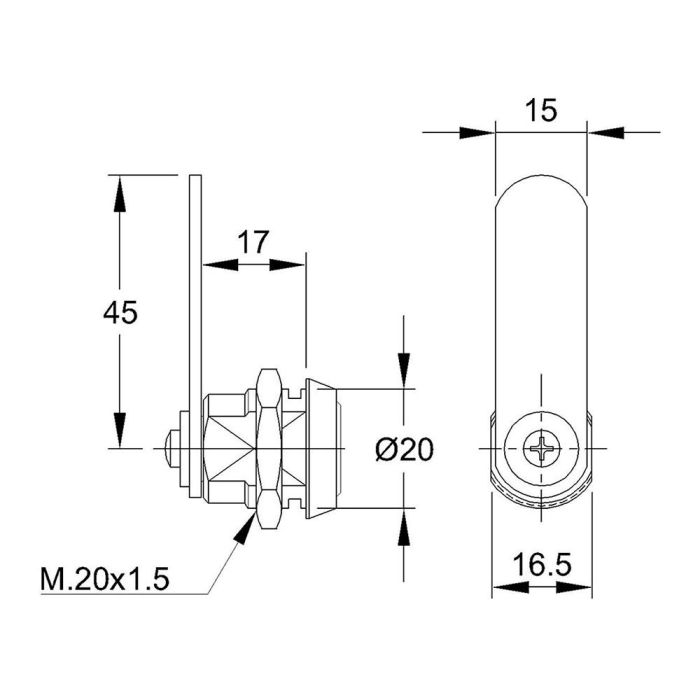 Ifam Cerradura 111 f Níquel Acero Niquelado Lengüeta Recta 45mm con 2 Llaves 3