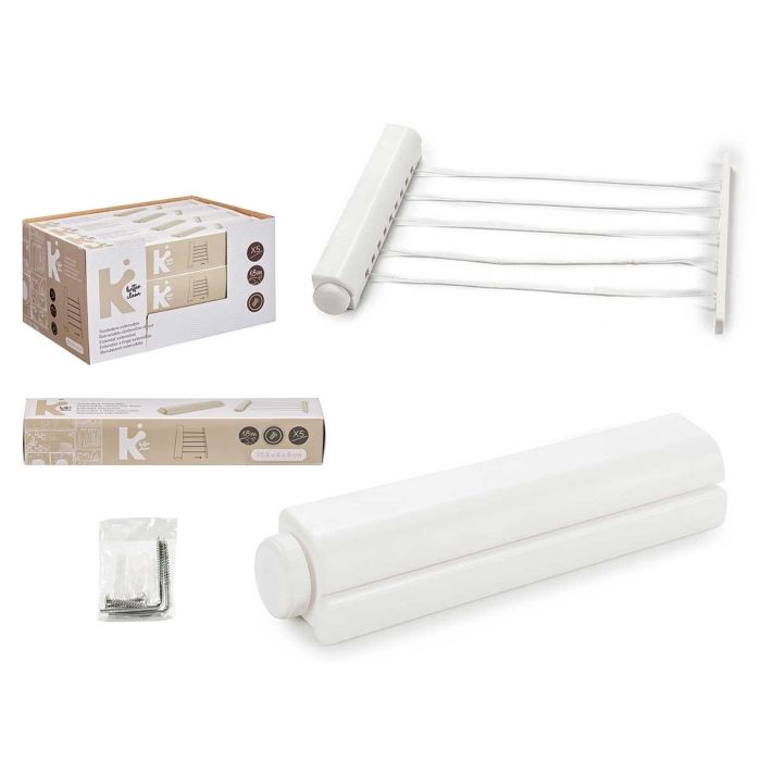 Tendedero extensible 18 m, 5 cuerdas, blanco - Arte Regal 36.5x6.5x6 cm (12 Unidades) Tendedero extensible 18 m, 5 cuerdas, blanco - Arte Regal 36.5x6.5x6 cm (12 Unidades)