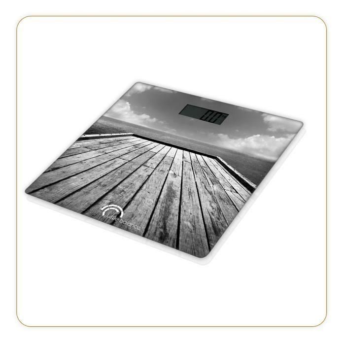 Little Balance Báscula electrónica Ponton 180 kg / 100 g Marrón - Diseño extraplano cristal templado 300x300mm, Pantalla LCD, Decoración única Little Balance Báscula electrónica Ponton 180 kg / 100 g Marrón - Diseño extraplano cristal templado 300x300mm, Pantalla LCD, Decoración única