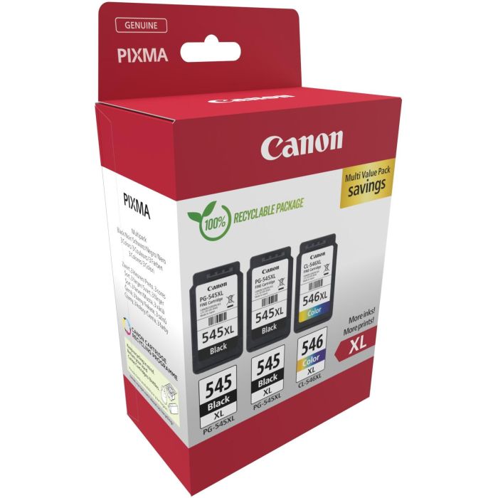 Canon 8286B013 Cartucho Tinta Original PG-545XL + CL-546XL Multipack Alta Capacidad 2x Negro/Tricolor, 15/13ml, 800/300 Págs. Compatible PIXMA TR/TS/MG 1 Canon 8286B013 Cartucho Tinta Original PG-545XL + CL-546XL Multipack Alta Capacidad 2x Negro/Tricolor, 15/13ml, 800/300 Págs. Compatible PIXMA TR/TS/MG 1