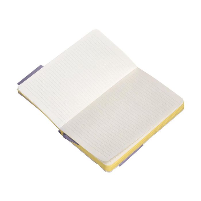 Cuaderno Con Gomilla Antartik Notes Tapa Blanda A6 Rayas Morado Y Amarillo 100 Hojas 80 gr Fsc 8