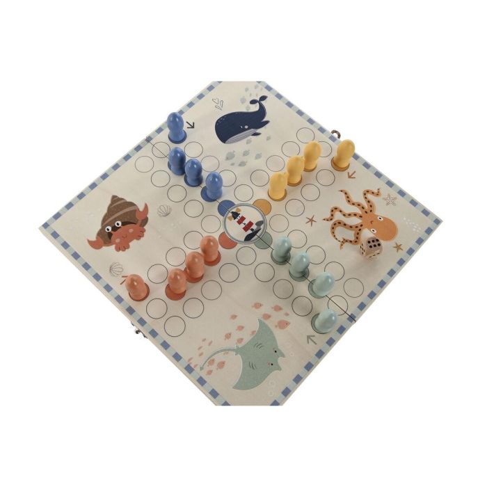 DKD Home Decor Juego de Mesa Infantil de Madera Multicolor con Parchís y temática Marina, Set de 18 Piezas, Medidas 13x26x3.3 cm 2 DKD Home Decor Juego de Mesa Infantil de Madera Multicolor con Parchís y temática Marina, Set de 18 Piezas, Medidas 13x26x3.3 cm 2