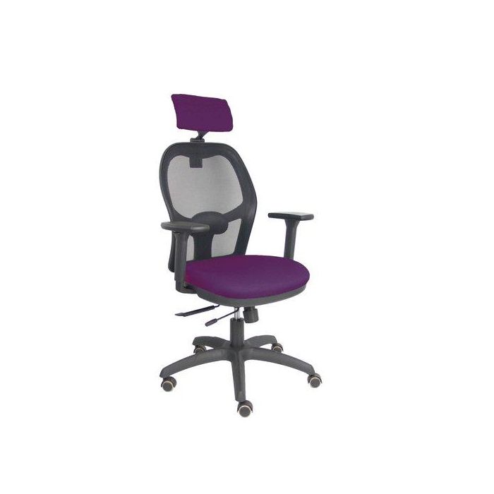 Silla Piqueras Y Crespo Jorquera Brazos 3D Y Cabecero Regulables Mecanismo Sincro Con Traslack Ruedas Parquet Respaldo De Malla Negra Y Asiento Tapizado Bali Morado