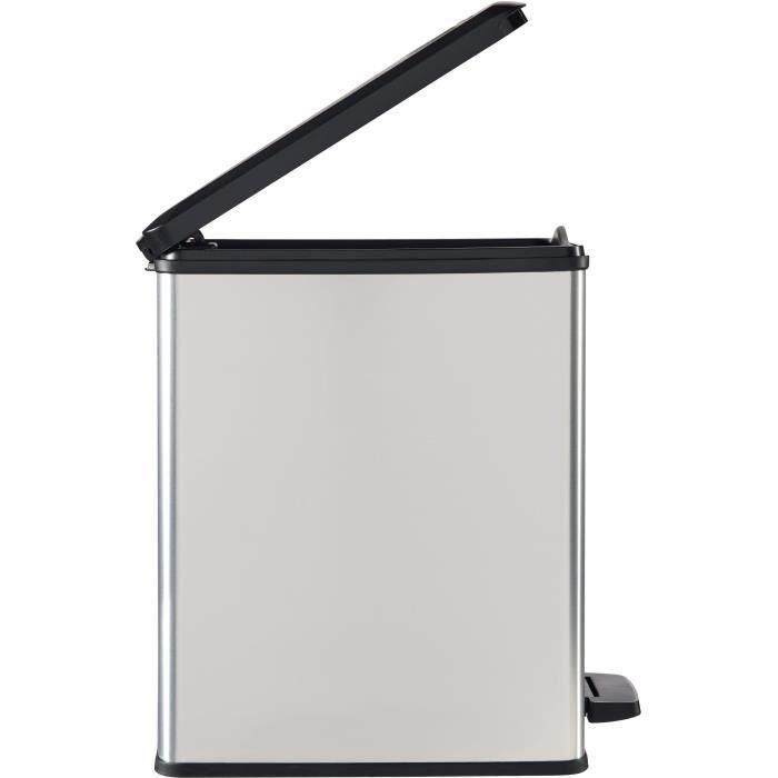 Papelera Slim - SLIM BIN - CURVER - 25L - Diseño compacto - 41 x 27 x 55 cm - Gris metalizado 4