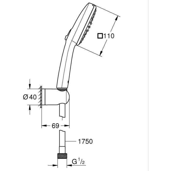 Set de ducha con rociador de 2 chorros, soporte y flexo - GROHE Vitalio Comfort 110 26399001 - Fácil selección - Ahorro de agua 3