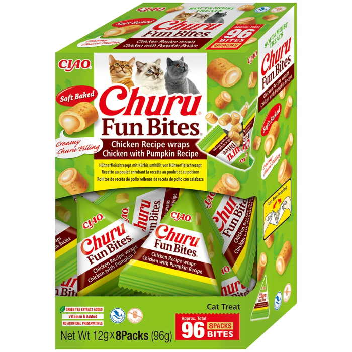 Churu Cat Fun Bites Snacks Húmedos Pollo y Calabaza 12x8 gr