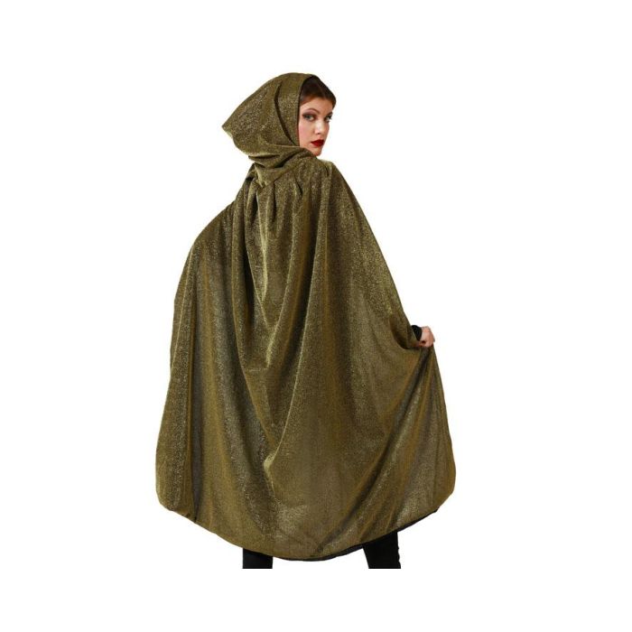 Capa Reversible Negro-Dorado con Capucha 1.20 m para Adulto - Ideal para Disfraces de Mago, Rey Oscuro o Hechicero 0 Capa Reversible Negro-Dorado con Capucha 1.20 m para Adulto - Ideal para Disfraces de Mago, Rey Oscuro o Hechicero 0