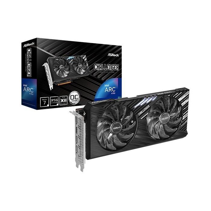 ASRock Intel Arc A750 Challenger SE OC 8GB GDDR6 256-BIT, 2 Ventiladores, 3DP+1HDMI, A750 CL SE 8GO