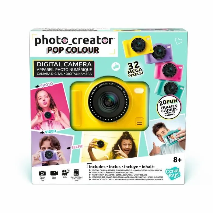 Canal Toys Cámara Digital Pop Creador de Fotos Amarillo CTCLK040 con Tarjeta SD 32GB 4