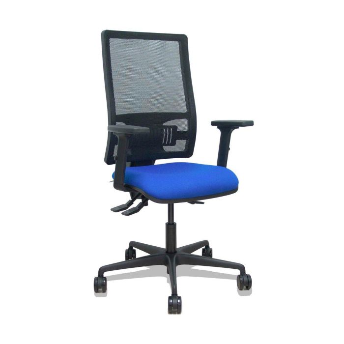 PIQUERAS Y CRESPO Silla Bormate asincro malla negra asiento bali azul brazos 2D ruedas 65mm PIQUERAS Y CRESPO Silla Bormate asincro malla negra asiento bali azul brazos 2D ruedas 65mm