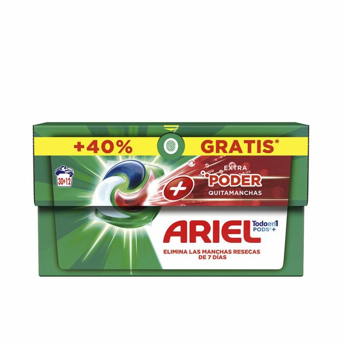 Ariel PODS Extra Poder Quitamanchas 3en1 Detergente Cápsulas. Limpieza profunda y colores vibrantes. Eficaz en agua fría. 42 unidades.