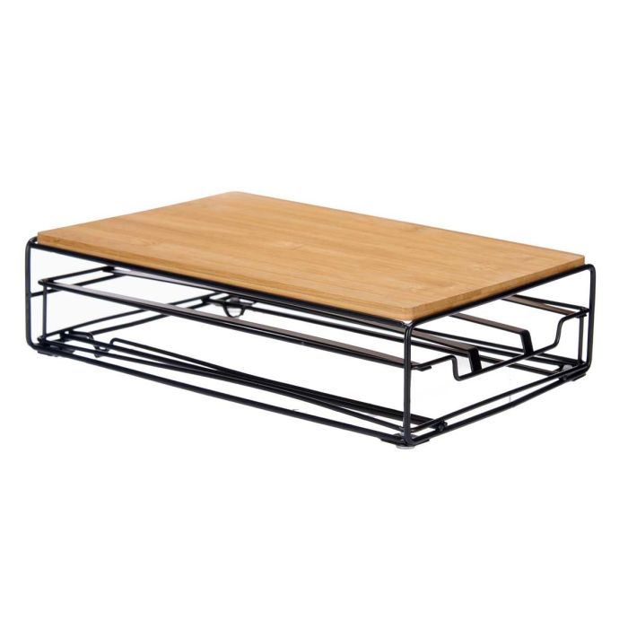 Organizador de Cápsulas de Café Negro Natural Metal Bambú 21 x 57 x 8,5 cm 1 Organizador de Cápsulas de Café Negro Natural Metal Bambú 21 x 57 x 8,5 cm 1