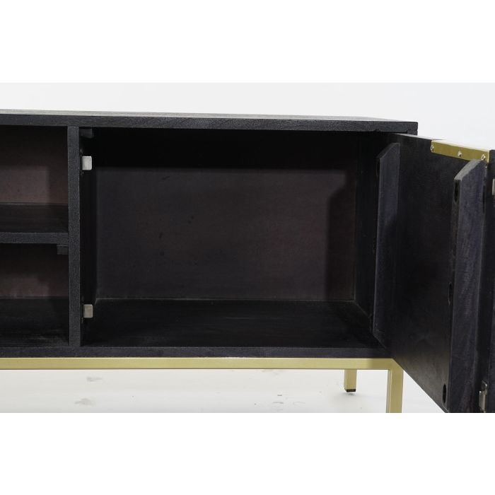 Mueble Tv Moderno DKD Home Decor Negro Dorado 38 x 51 x 147 cm 4 Mueble Tv Moderno DKD Home Decor Negro Dorado 38 x 51 x 147 cm 4