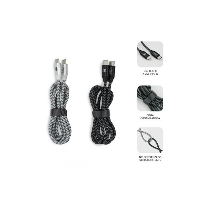 SUBBLIM 2X Premium Cable USB C to USB C Alu Black/Silver 1 SUBBLIM 2X Premium Cable USB C to USB C Alu Black/Silver 1