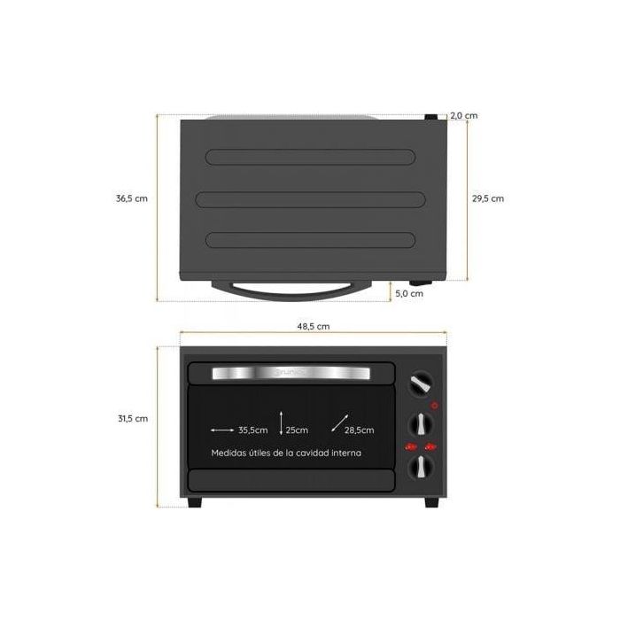 Horno de Sobremesa Grunkel HR-28N RM/ 1600W/ Capacidad 28L 3 Horno de Sobremesa Grunkel HR-28N RM/ 1600W/ Capacidad 28L 3
