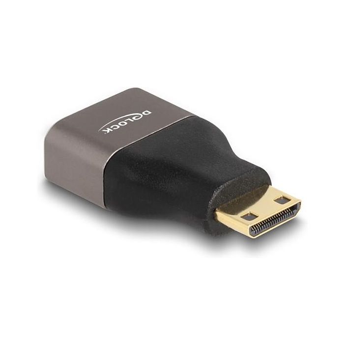 DeLOCK Adaptador HDMI Mini-C Macho a HDMI A Hembra, 8K 60 Hz, 7680x4320 Pixeles, Metal Gris 1