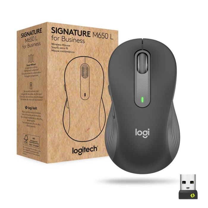 Ratón Bluetooth Inalámbrico Logitech M650 L Grafito Acero 4000 dpi