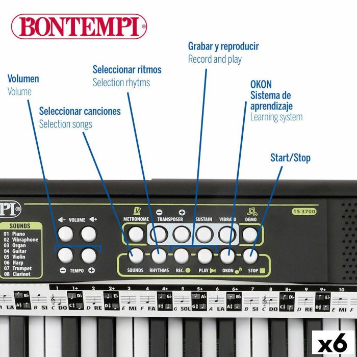 Teclado 37 Teclas Bontempi 42 x 4 x 15 cm (6 Unidades) 14 Teclado 37 Teclas Bontempi 42 x 4 x 15 cm (6 Unidades) 14