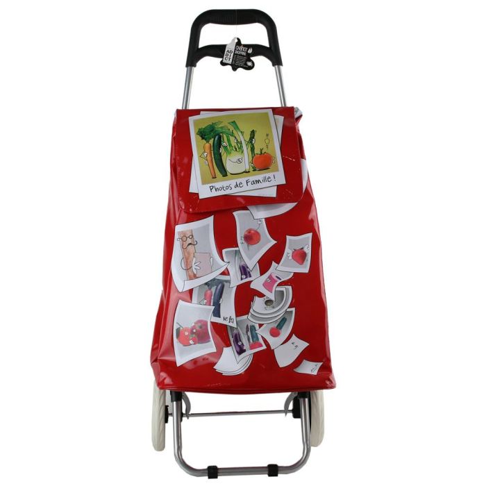 Entre Temps Carro de Compra PVC Altura 95 cm, Estructura de Acero con Ruedas de Goma, Colores Surtidos Rojo, Amarillo, Blanco y Negro 1