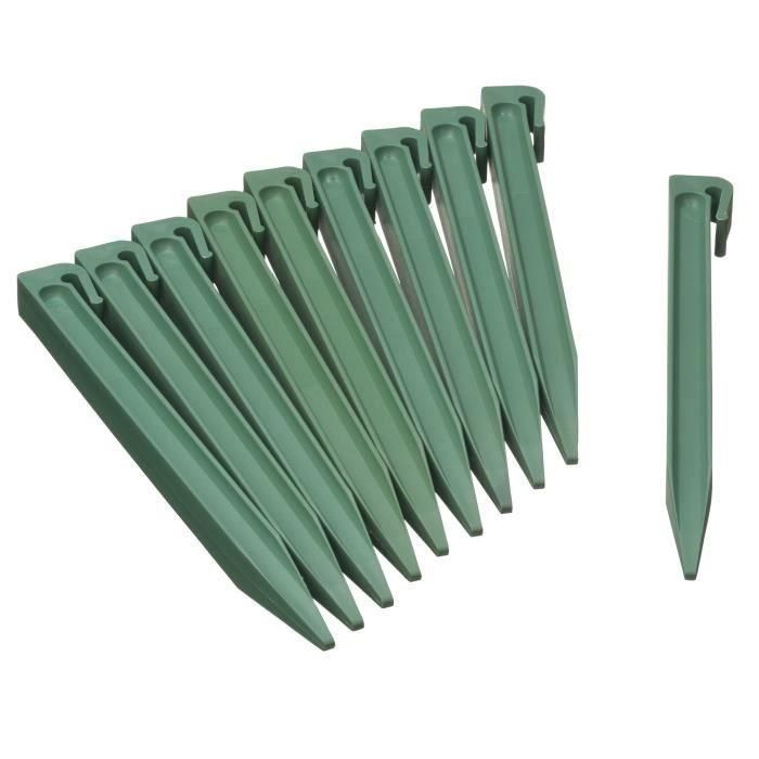 NATURALEZA Bolsa de 10 anclajes de polipropileno para bordes de jardín - H 26.7 x 1.9 x 1.8 cm - Verde NATURALEZA Bolsa de 10 anclajes de polipropileno para bordes de jardín - H 26.7 x 1.9 x 1.8 cm - Verde