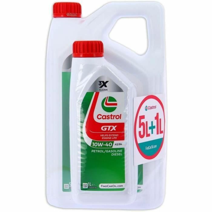 Castrol 057026 Aceite de Motor GTX 10W-40 A3/B4 5L+1L 5 Castrol 057026 Aceite de Motor GTX 10W-40 A3/B4 5L+1L 5