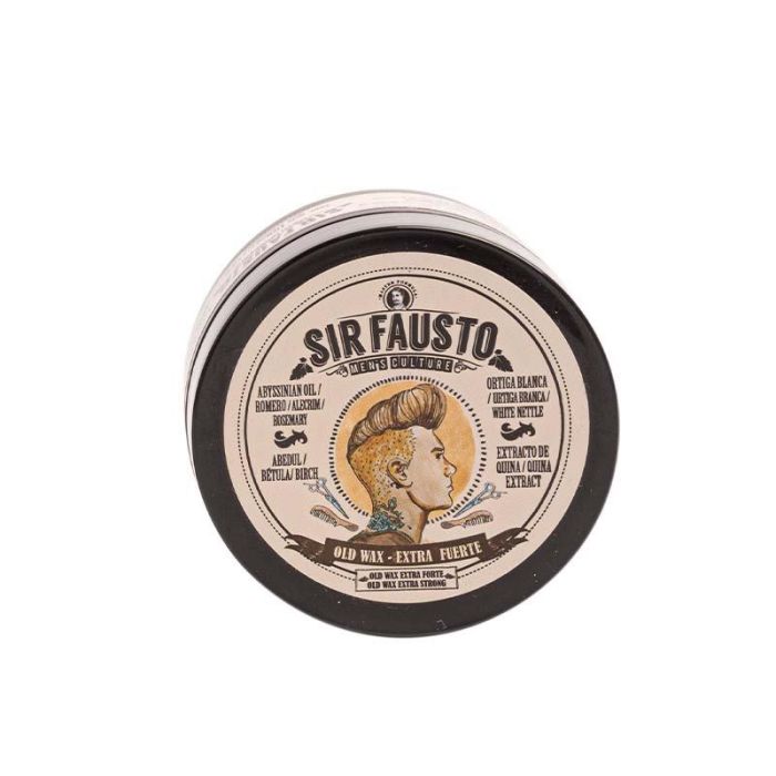 Sir Fausto Old Wax Extra Fuerte 100 mL – Cera para Peinar Cabello Grueso, Brillo Natural y Fijación Extrafuerte