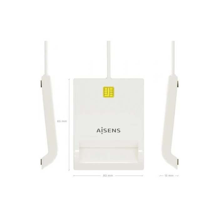 AISENS - LECTOR DE TARJETA INTELIGENTE DNI, BLANCO 3