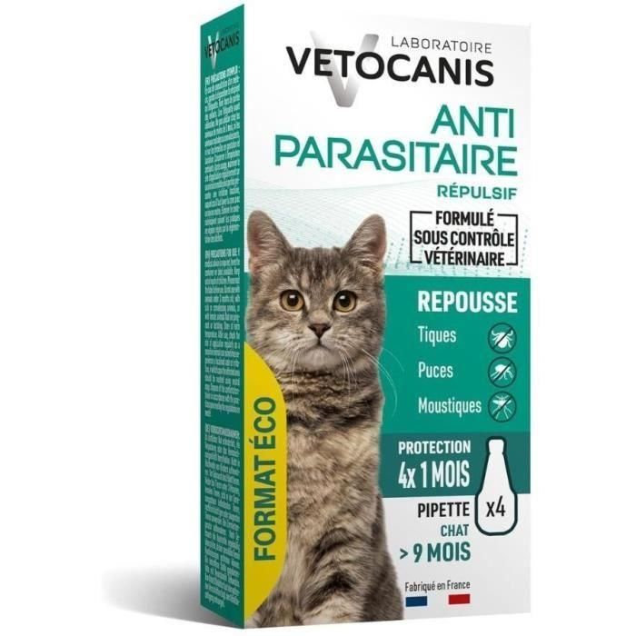 VETOCANIS 4 pipetas antipulgas y anti-garrapatas - Para Cat - 4x 1 mes de protección VETOCANIS 4 pipetas antipulgas y anti-garrapatas - Para Cat - 4x 1 mes de protección