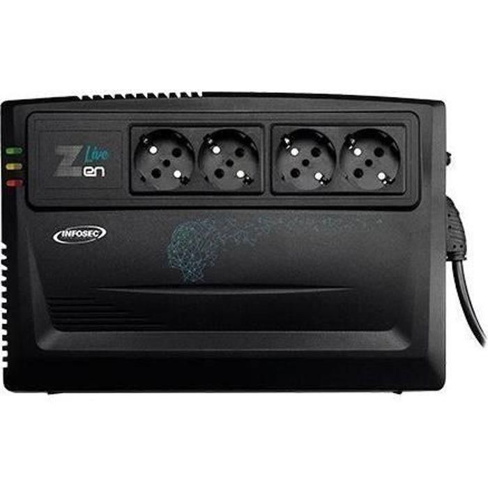 INFOSEC Zen Live 800 - Línea UPS interactiva 800 VA 4 salidas FR / SCHUKO - Garantía de 2 años