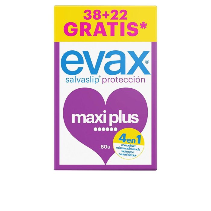 Evax Salva-Slip Maxiplus 60 Unidades - Protegeslips con Cobertura Superior y Protección Antiolor para Uso Diario